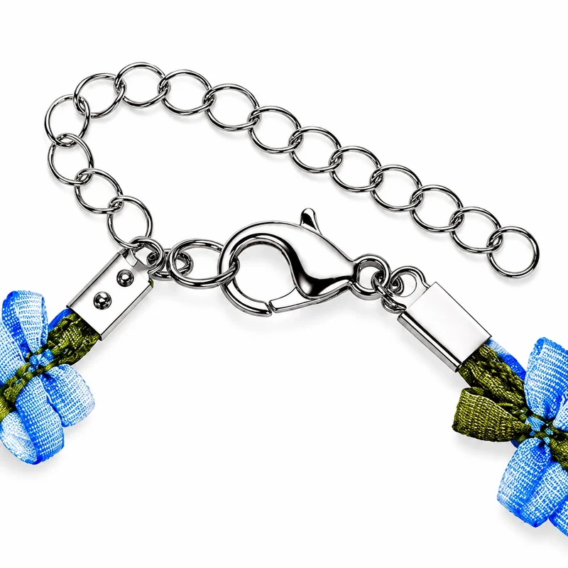 LUISIA® Stoffblütencollier "Seraphine" Kropfband mit Edelweiß 48365 | Blau