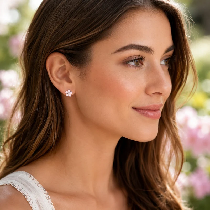 LUISIA® Ohrstecker "Blume" - 925 Sterling Silber | Rosa