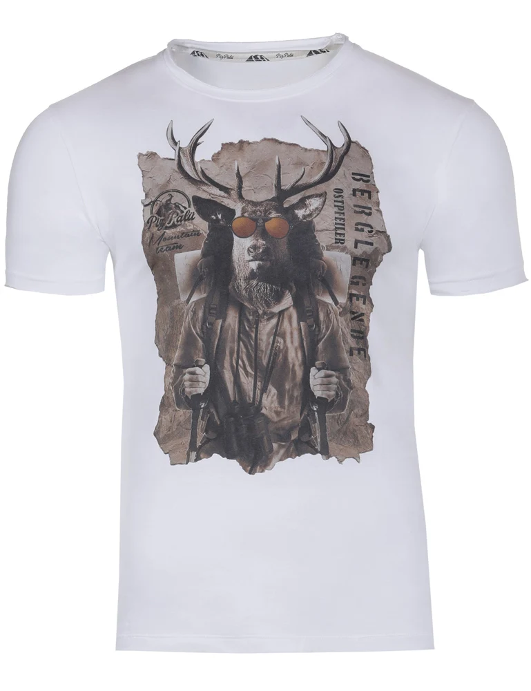 Piz Palü Herren T-Shirt "Train" mit Hirsch Print | Edelweiß