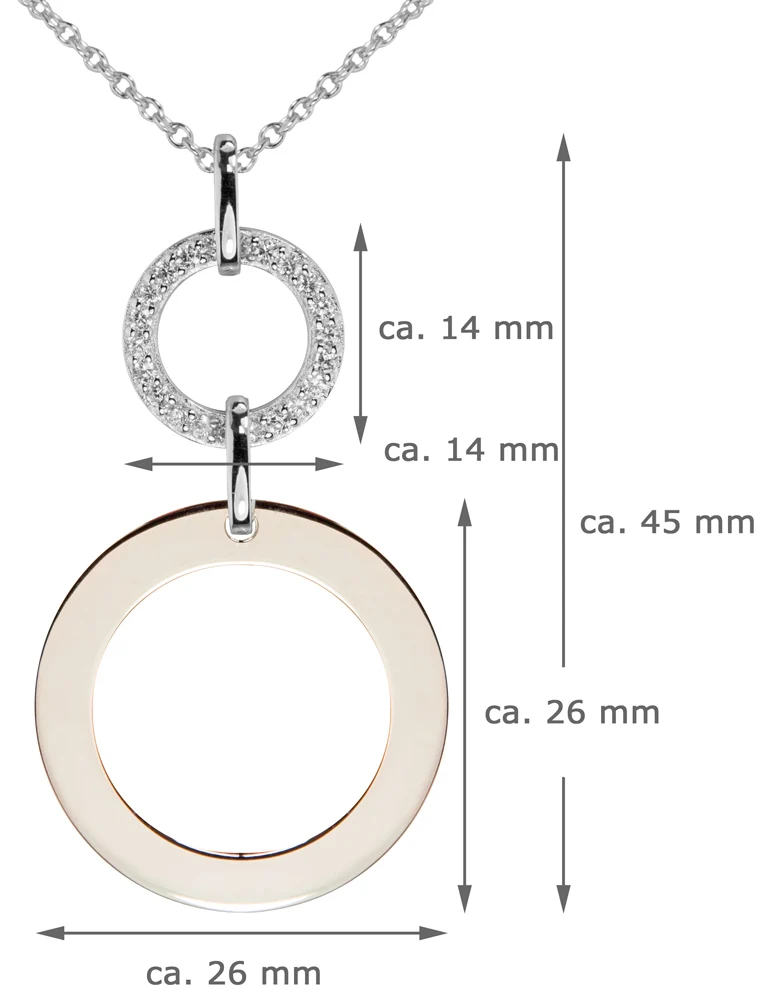 LUISIA Halskette "Doppelring Roségold" 79220 | 925 Silber (60cm Länge)