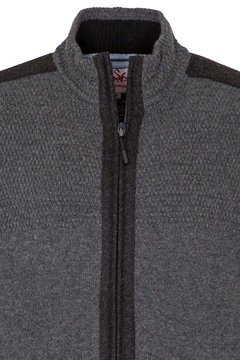 Herren Strickjacke sportiv mit Reißverschluss - anthrazit