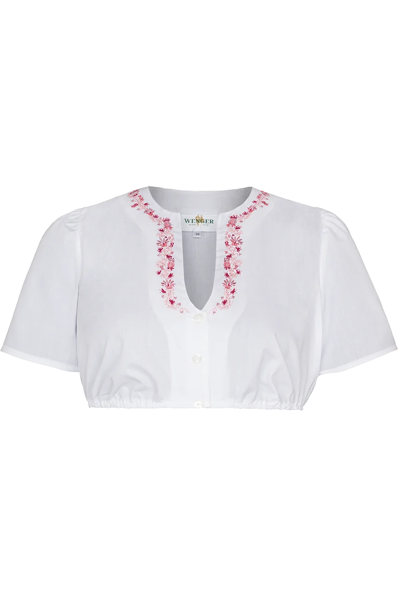 Dirndlbluse Kurzarm mit Stickerei