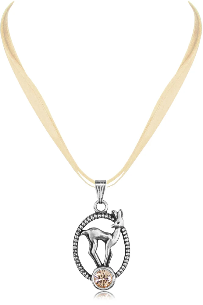 LUISIA® Halskette Valentina Reh mit Premium Kristallen - Hellbraun
