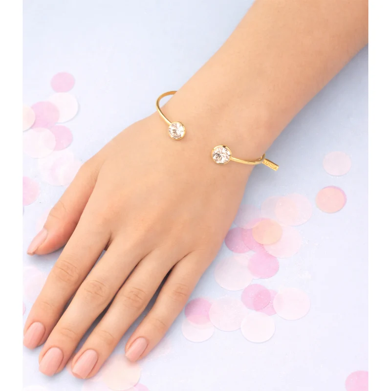 LUISIA® Einreihiger Armreif "Fjella" mit zwei Premium Kristallen - Silber / Ocean Delite