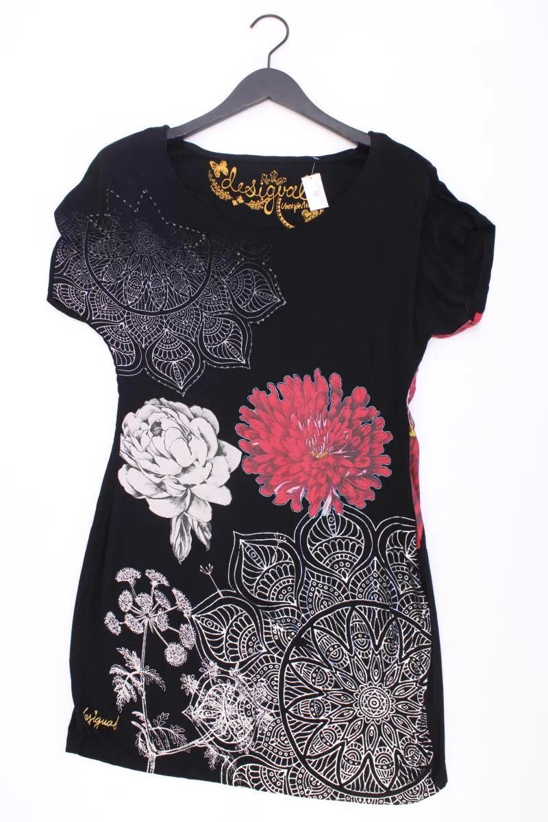 Desigual Kurzarmkleid Gr. 40 mit Blumenmuster schwarz