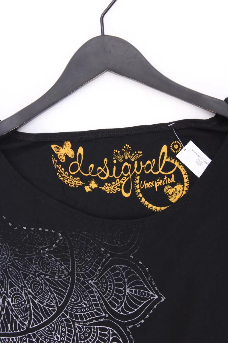 Desigual Kurzarmkleid Gr. 40 mit Blumenmuster schwarz