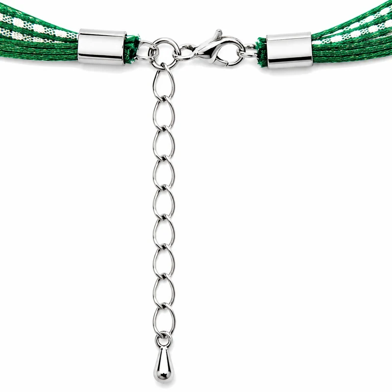 LUISIA® Kinder Halskette "Kariert mit Herz" mit Kristallen von Swarovski® | Dunkelgrün