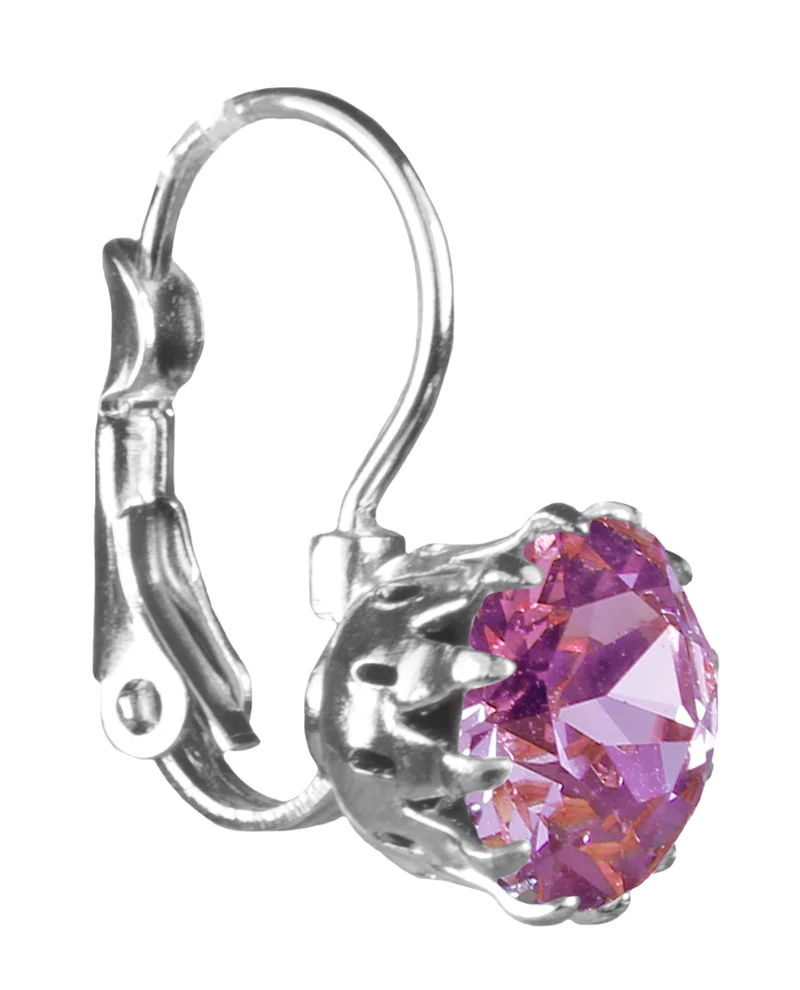 LUISIA® Ohrringe Grazia mit Kronen Anhänger und Premium Kristall - Rosa