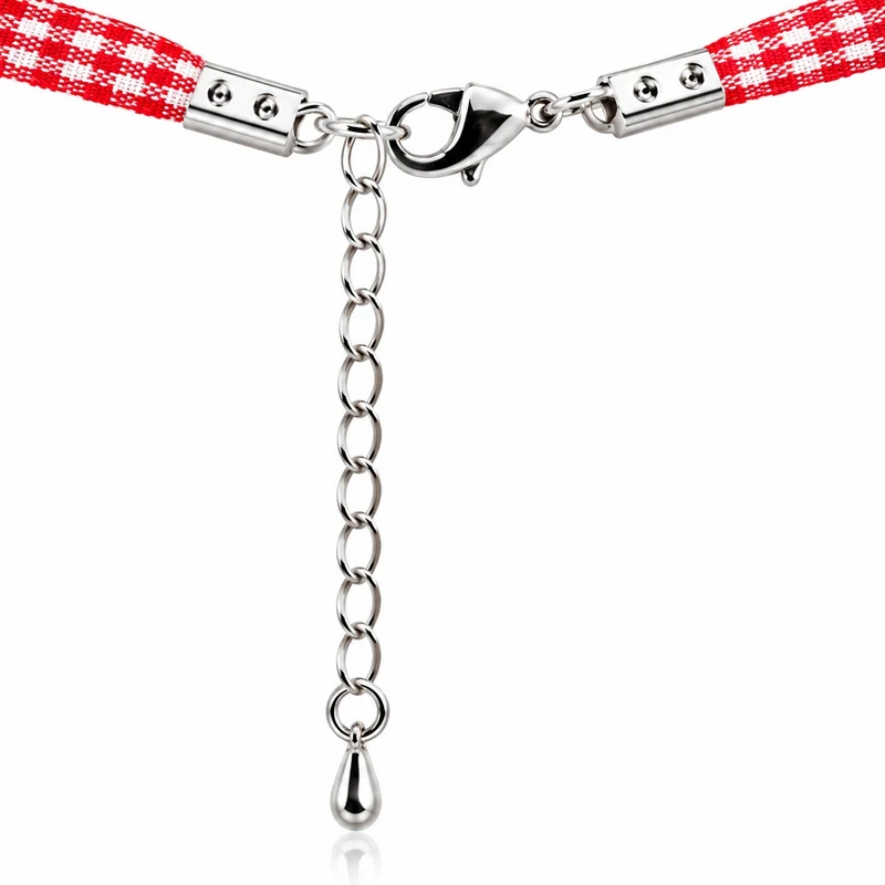 LUISIA® Kinder Halskette "Kariert mit Herz" mit Kristallen von Swarovski® | Rot