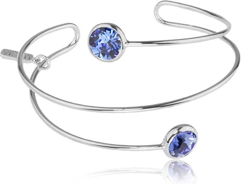 LUISIA® Spiral Armreif "Fjella" mit zwei Premium Kristallen - Silber / Sapphire