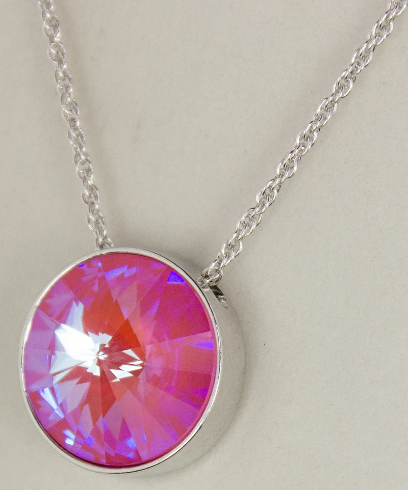 LUISIA® Halskette "Sinja" mit Premium Kristallen - 14 mm - Silber / Lotus Pink Delite