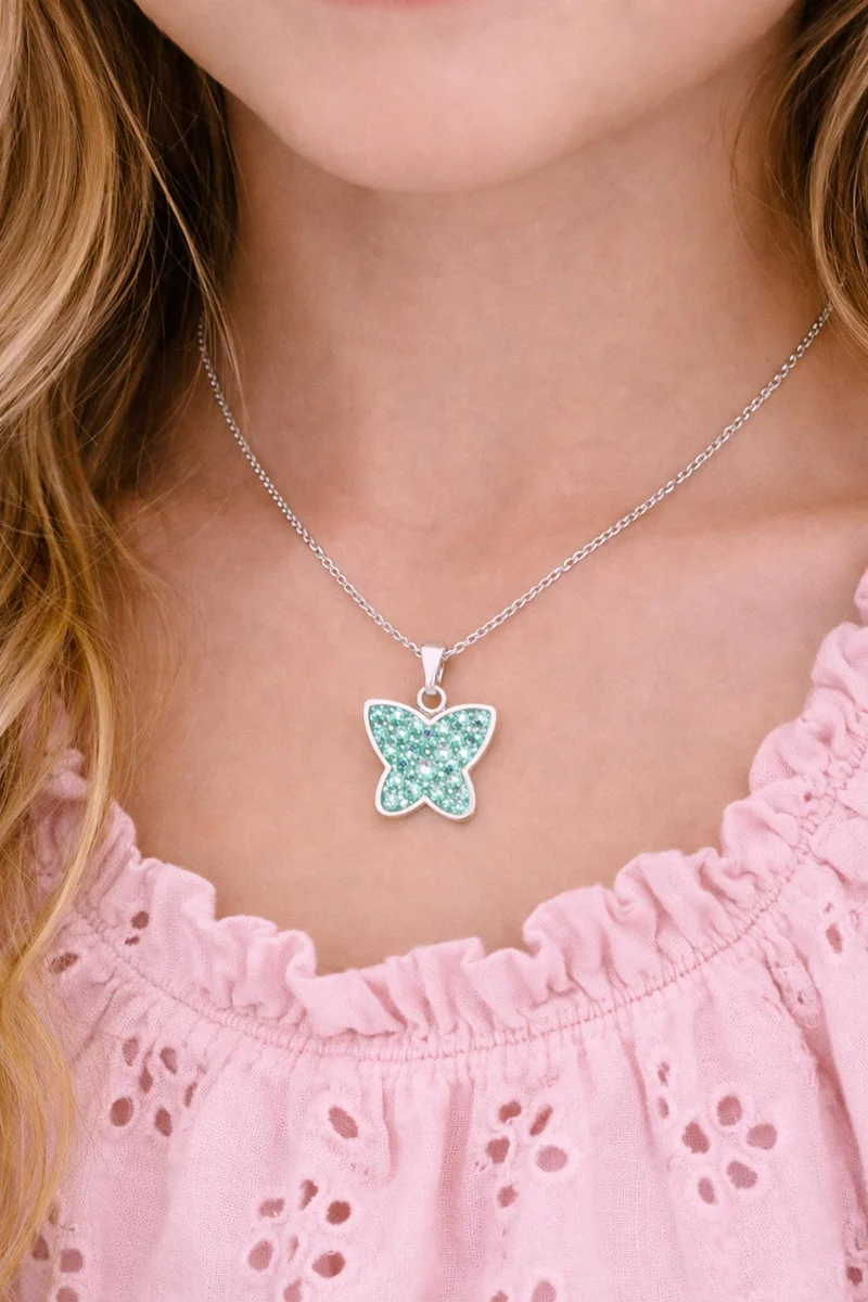 LUISIA® Kettenanhänger "Schmetterling" - Premium Kristalle - 925 Sterling Silber | Türkis