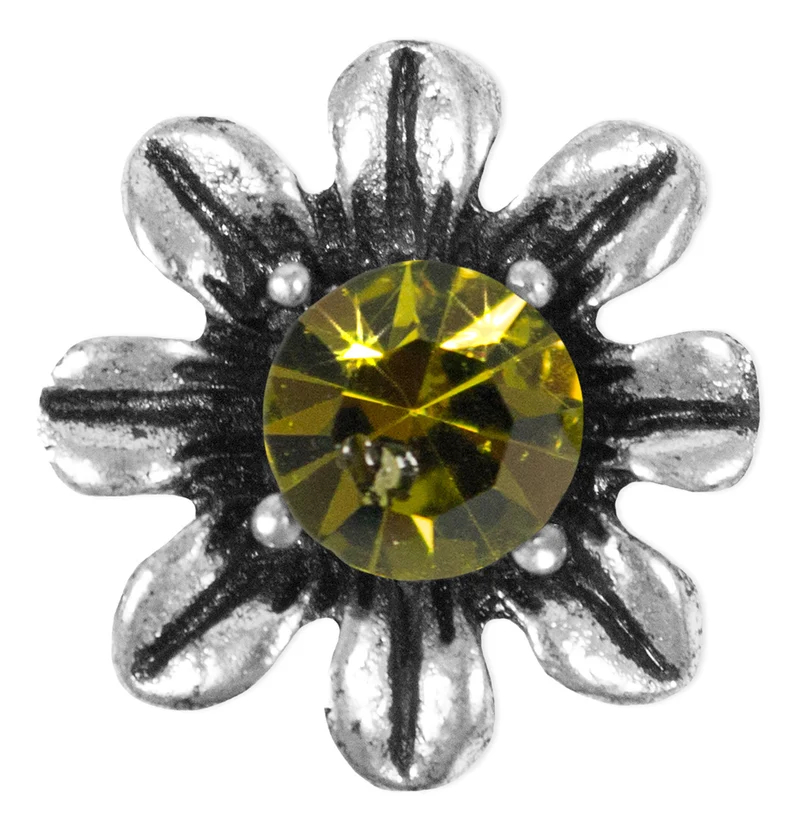 Silbernes Strass Armband mit Blüten - Olivgrün