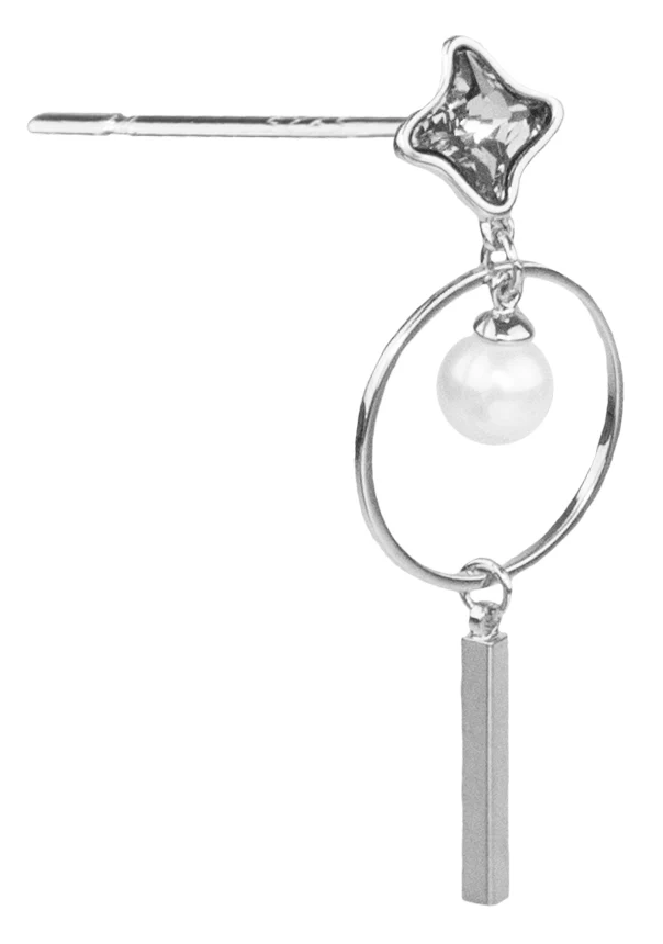 LUISIA® Ohrstecker mit Ring, Perle und Premium Kristallen - Grau