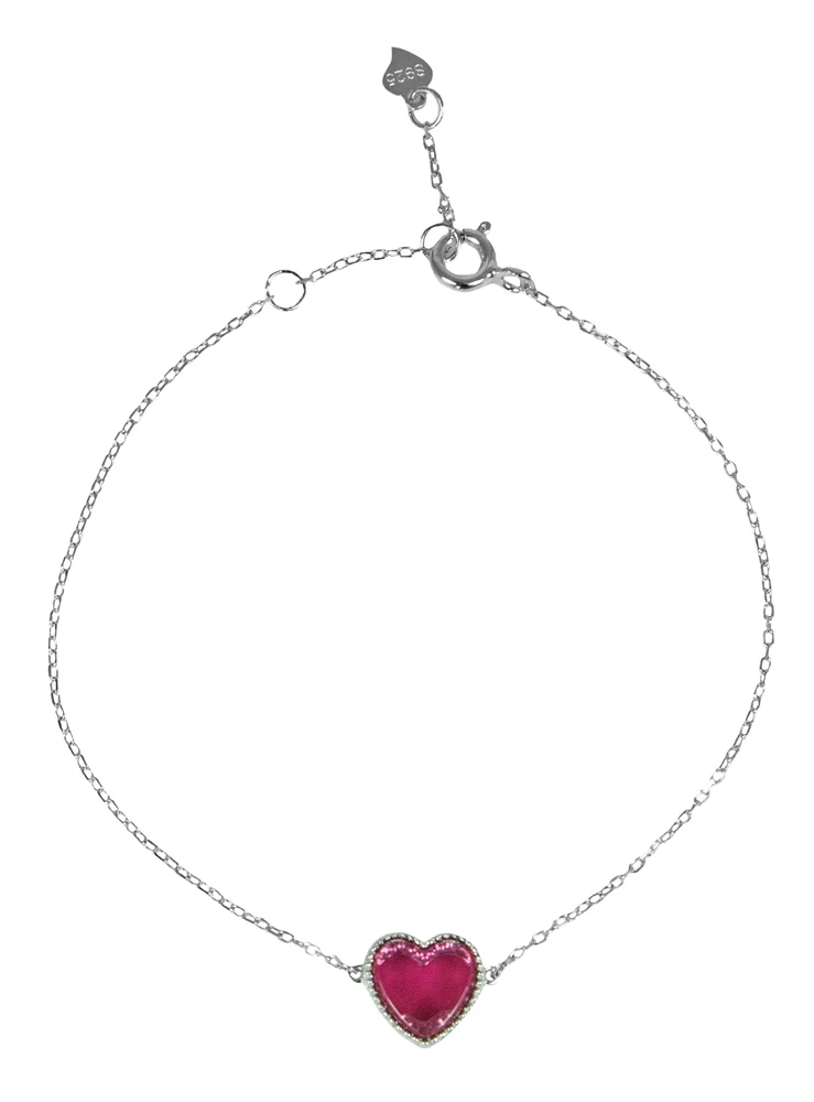 LUISIA Filigranes Damen Armband mit rosa Herz - 925 Silber Schmuck