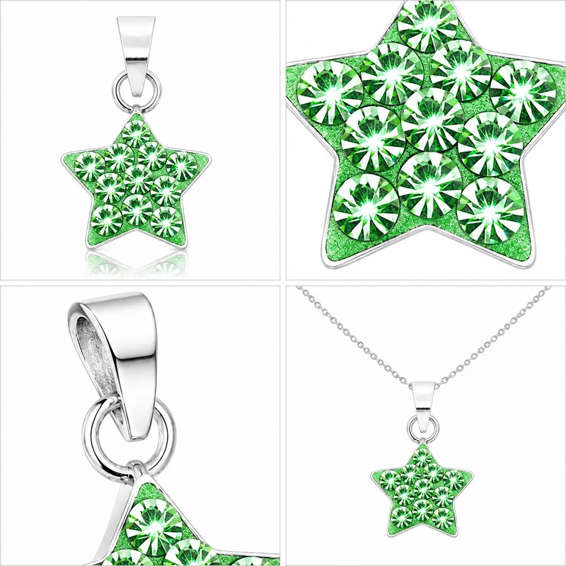 LUISIA® Kettenanhänger "Stern" mit Kristallen von Swarovski® | Hellgrün