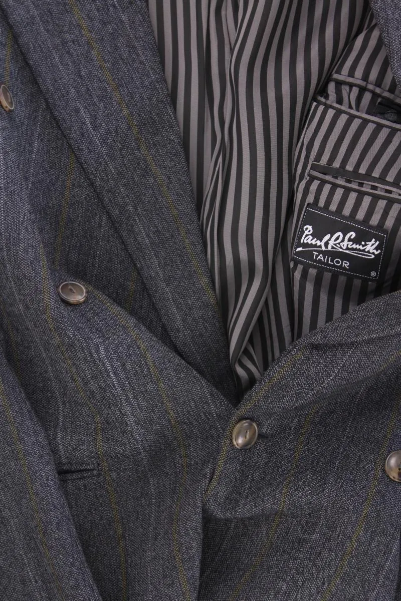 Paul R. Smith Wollsakko für Herren Gr. Kurzgröße 28 gestreift Vintage grau
