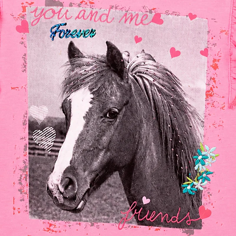 BONDI T-Shirt "Friends" mit Flügelärmel 36202 - Rosa | Mädchen Kurzarmshirt