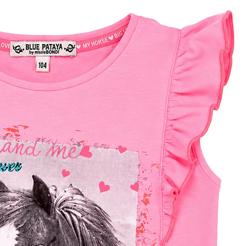 BONDI T-Shirt "Friends" mit Flügelärmel 36202 - Rosa | Mädchen Kurzarmshirt