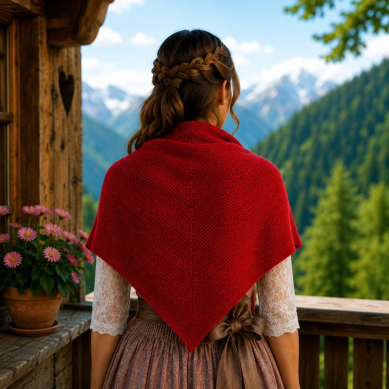XL Strick Dreieckstuch - Schal 200 x 80 cm | Rot