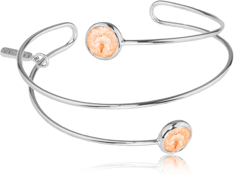 LUISIA® Spiral Armreif "Fjella" mit zwei Premium Kristallen - Silber / Light Peach