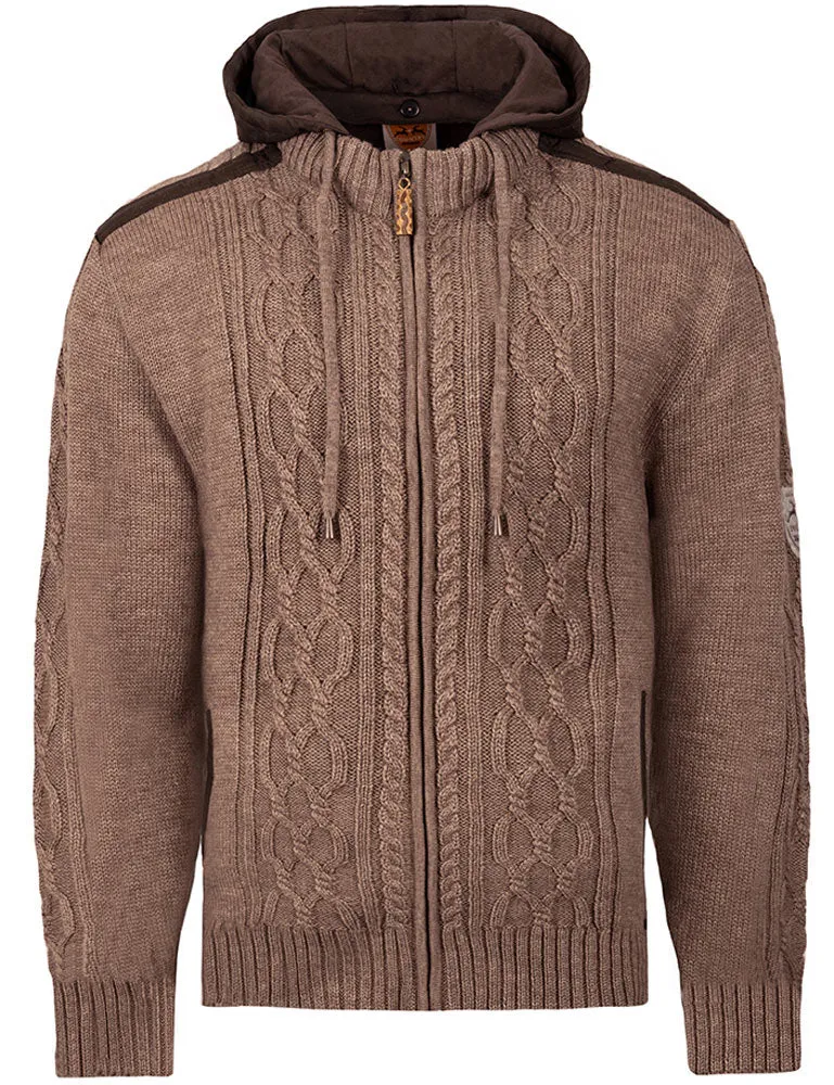 MADDOX Herren Trachten Strickjacke "Waidsee" mit Kapuze | Braun