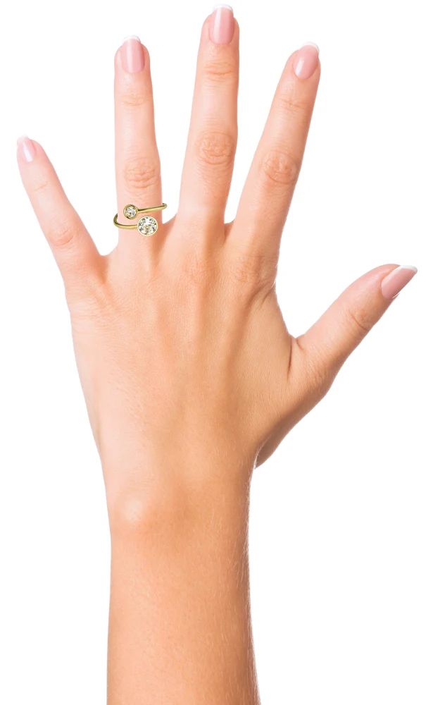 LUISIA® Ring "Fjella" mit zwei Premium Kristallen - Silber / Crystal