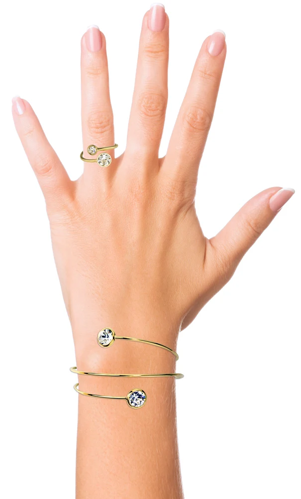 LUISIA® Ring "Fjella" mit zwei Premium Kristallen - Silber / Crystal