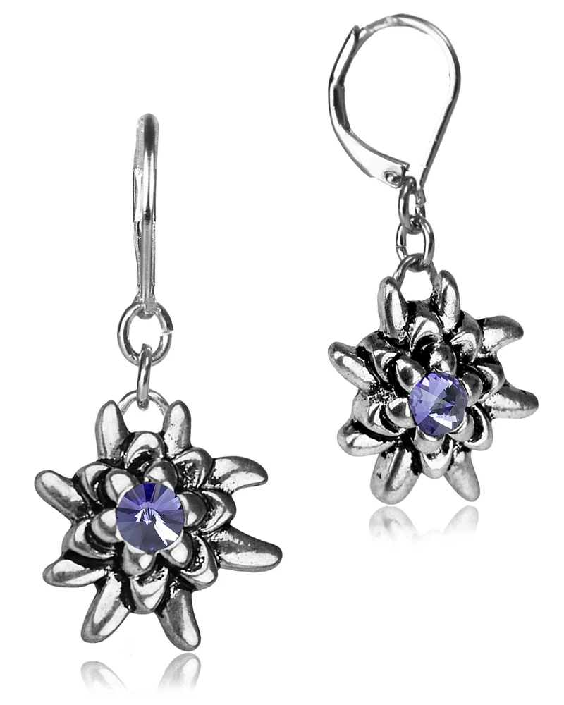 LUISIA® Edelweiß Ohrhänger "Emilia" mit Premium Kristallen | Lila / Tanzanite - Ohrringe