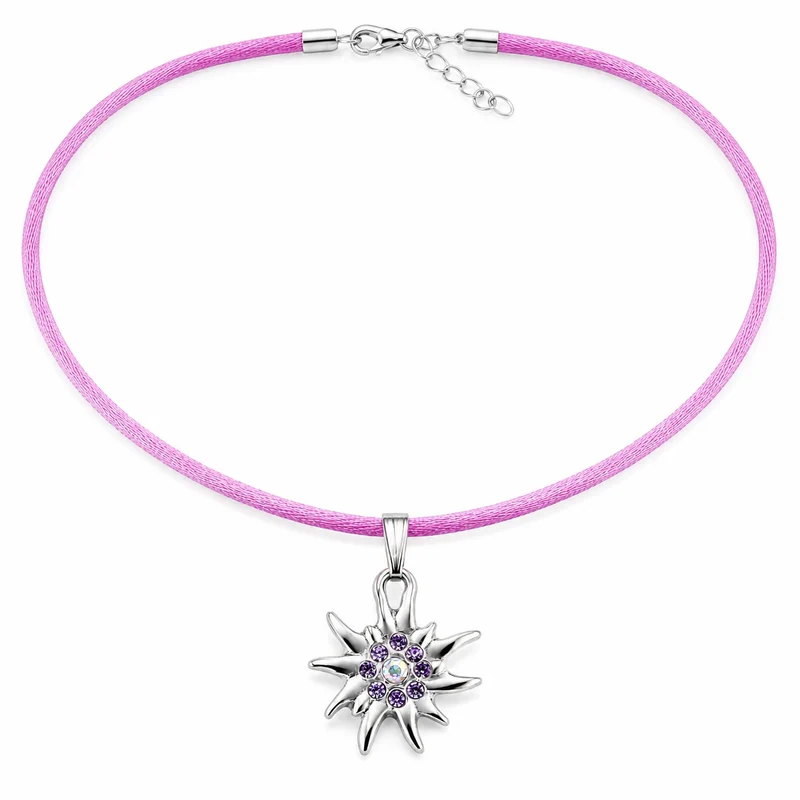 LUISIA® Kinder Halskette "Edelweiß" mit Kristallen von Swarovski® | Flieder