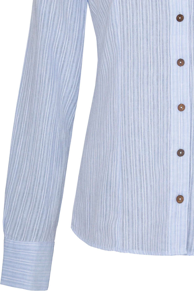 Damen Trachten-Bluse gestreift aus Baumwoll-Leinen-Mix