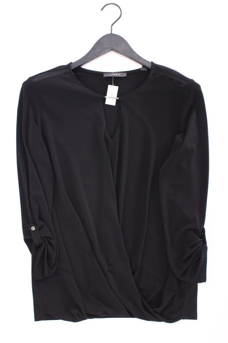 Esprit Classic Shirt Gr. M neuwertig 3/4 Ärmel schwarz aus Polyester