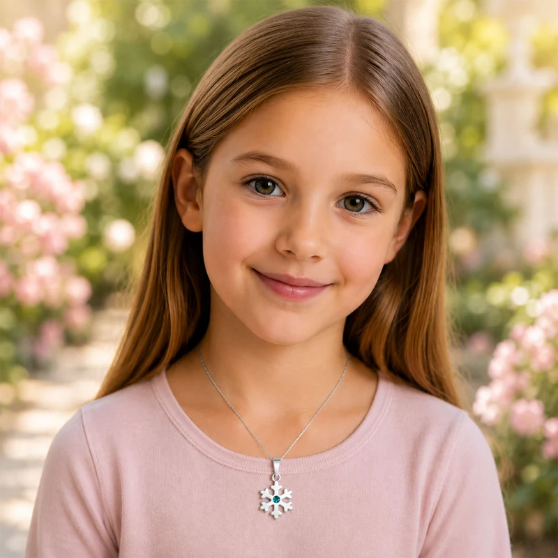 LUISIA Kettenanhänger Schneeflocke mit Kristall von Swarovski® | 925 Sterling Silber | Blau