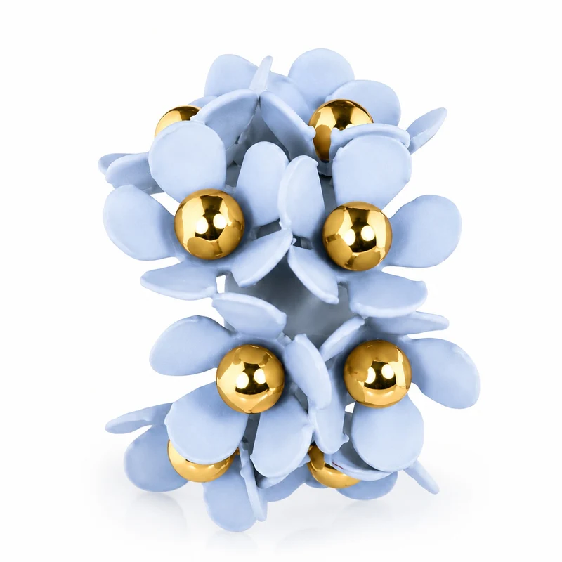 LUISIA® Halb Creolen Ohrstecker "Mia" mit Blüten | Hellblau