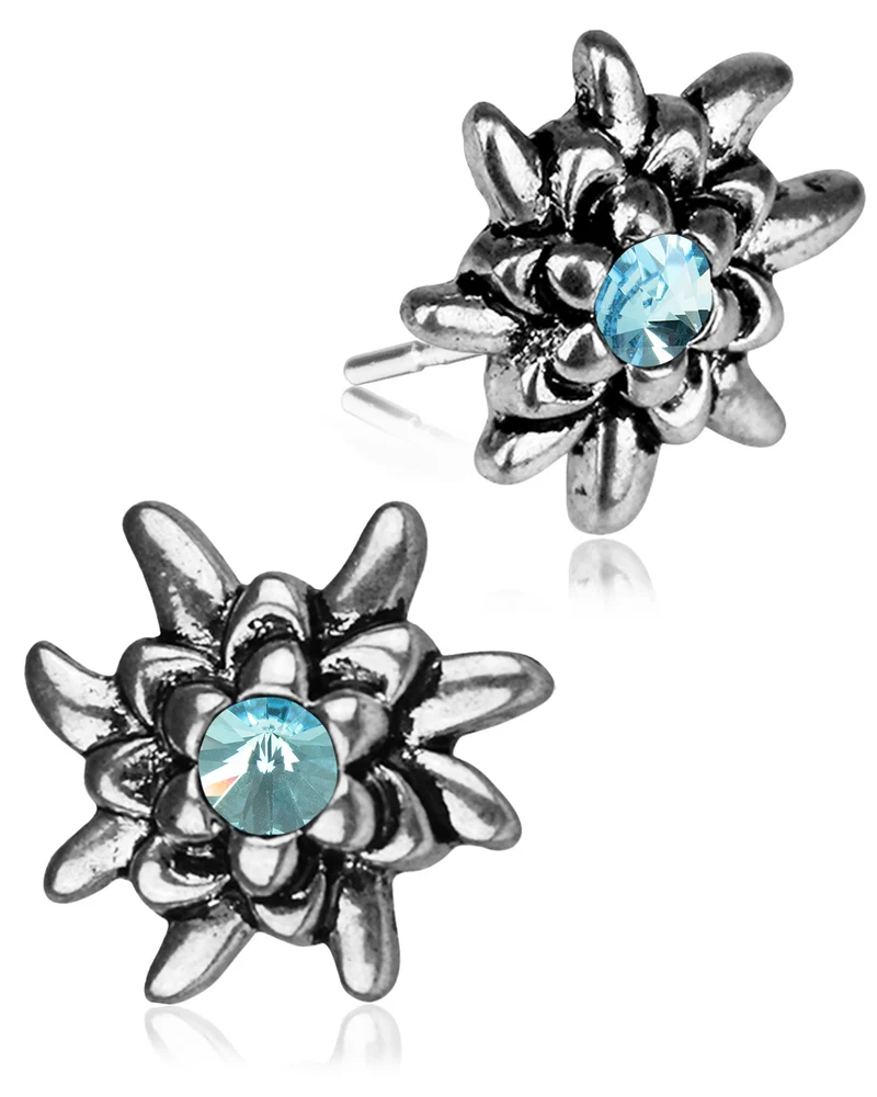 LUISIA® Edelweiß Ohrstecker "Emilia" mit Premium Kristallen | Aquamarine / Hellblau