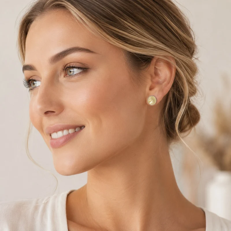 LUISIA® Solitär Ohrstecker "Joy" mit Kristallen von Swarovski® | Matt Linen Creme