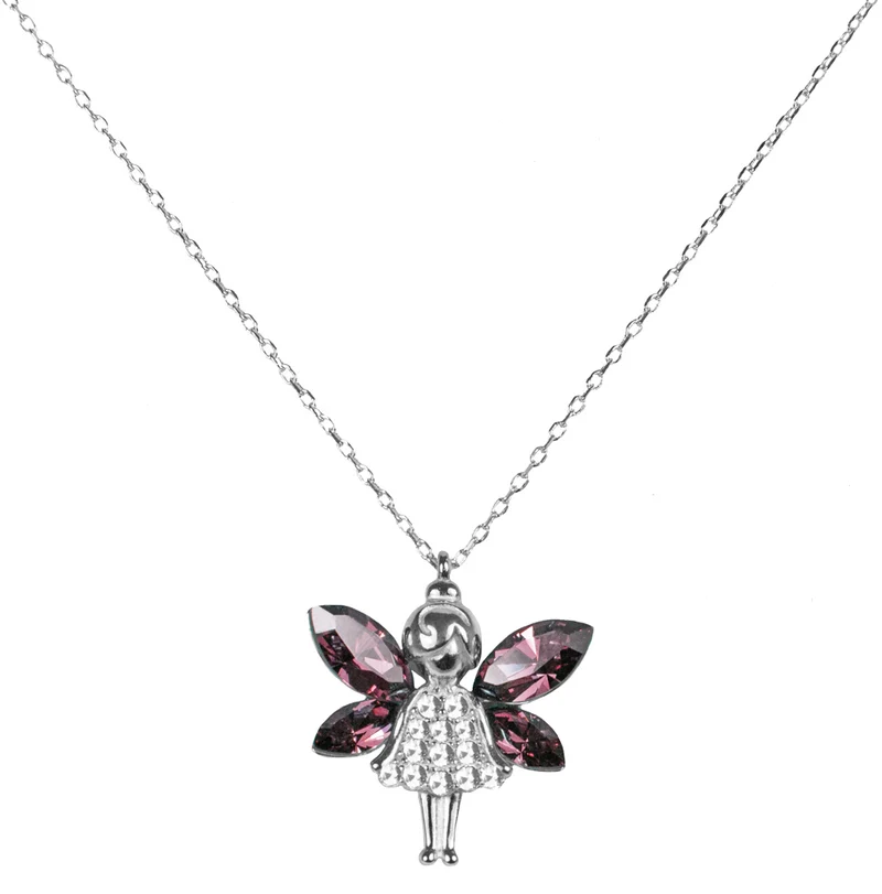 LUISIA® Kette mit Anhänger "Elfe" 42 cm | Altrosa - 925er Silber mit Zirkonia