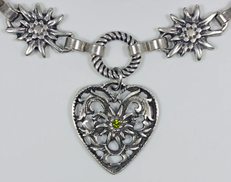 Charivari Kette mit Herz - Olivgrün
