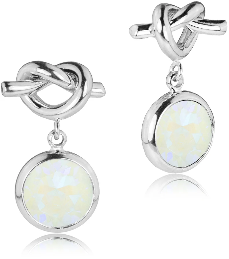 LUISIA® Ohrringe mit Knoten und Premium Kristall - Silber / Light Grey Delite