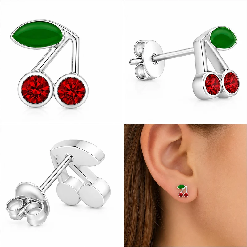 LUISIA® Kinder Ohrstecker "Kirschen" mit Kristallen von Swarovski®