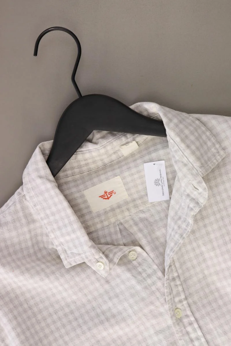 Dockers Karohemd für Herren Gr. L kariert Langarm creme aus Baumwolle