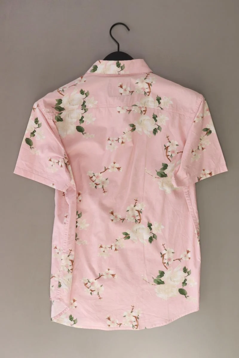 Hollister Kurzarmhemd für Herren Gr. S mit Blumenmuster rosa aus Baumwolle