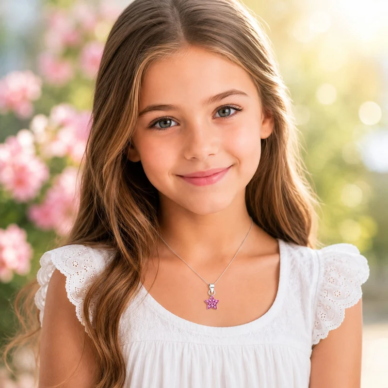 LUISIA® Kettenanhänger "Stern" mit Kristallen von Swarovski® | Pink