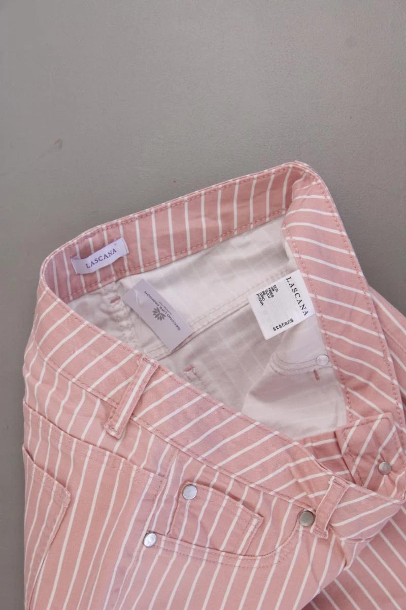 Lascana Five-Pocket-Hose Gr. 38 gestreift neuwertig rosa aus Baumwolle