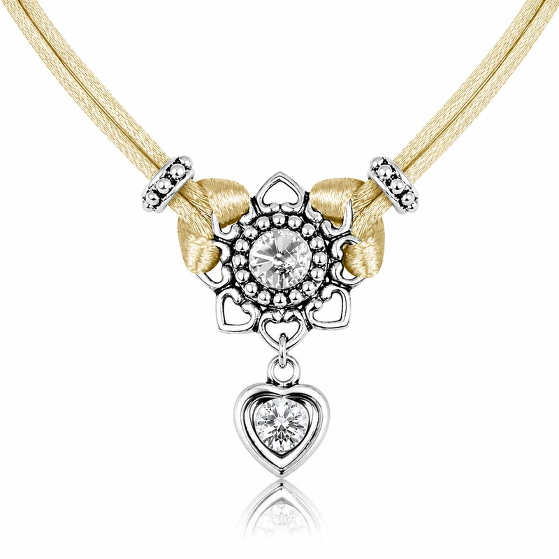 LUISIA® Halskette "Chiara" Herzblüte - Kristalle von Swarovski® | Taupe