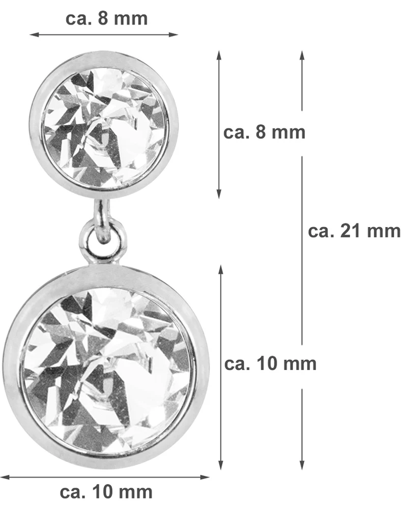 LUISIA® Ohrringe "Fjella" mit zwei Premium Kristallen - Silber / Crystal