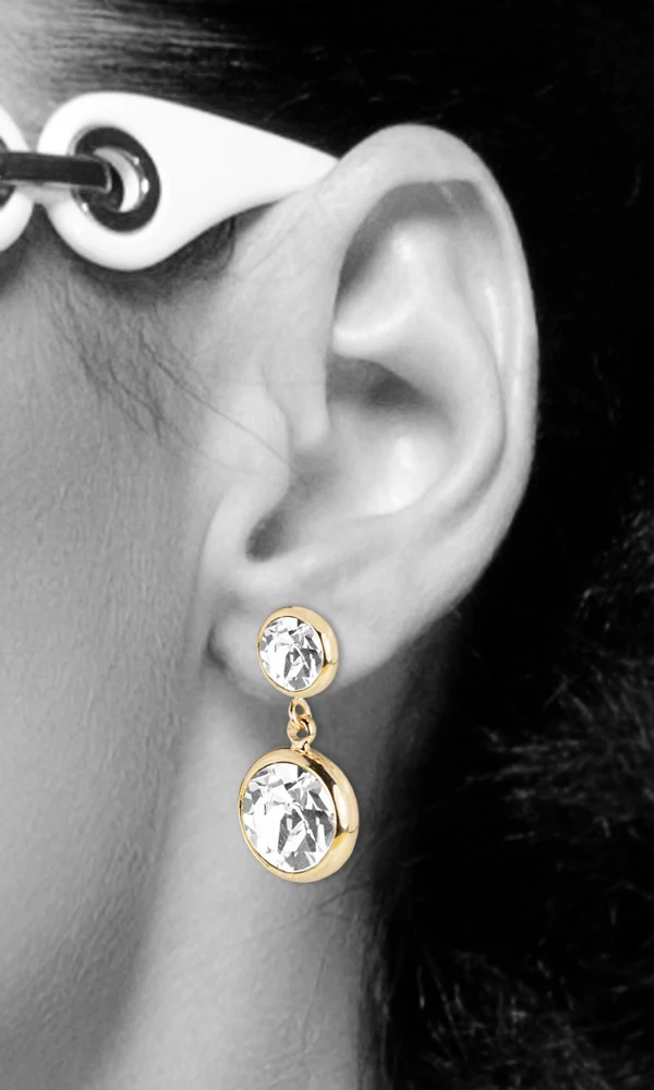 LUISIA® Ohrringe "Fjella" mit zwei Premium Kristallen - Silber / Crystal