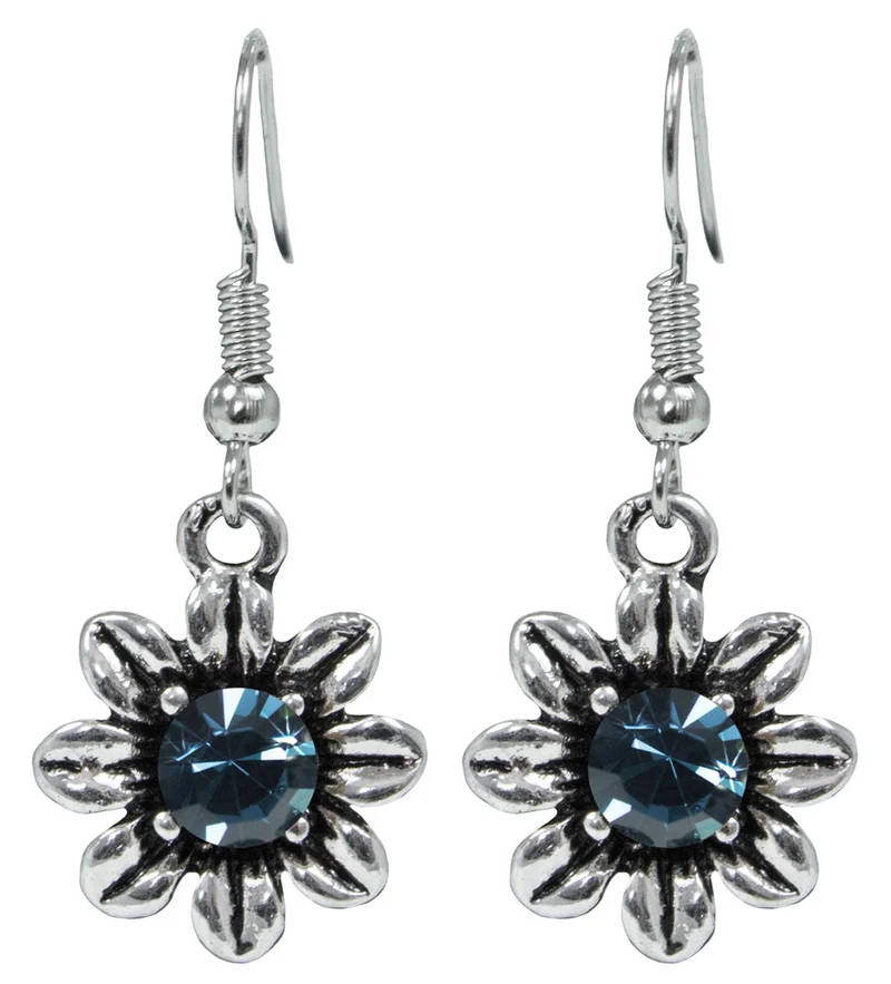 Blumen Collier mit Ohrhängern - Ozeanblau
