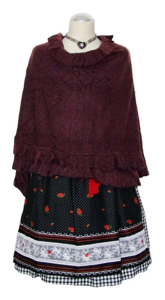 Dirndltuch Strick Stola in Dunkelbraun