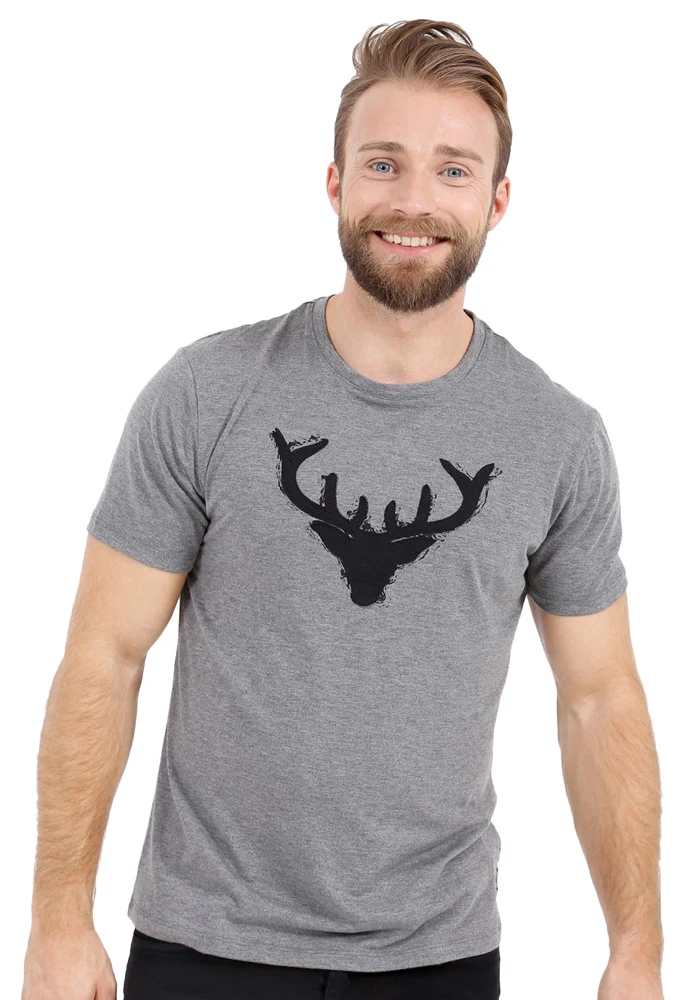 Krüger BUAM T-Shirt Wilder Hirsch - Grau